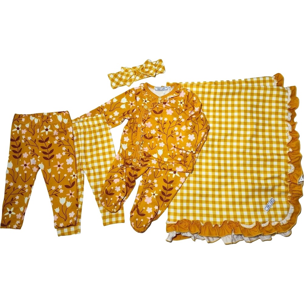 Little Millie 6pc Baby Girl 6m‎ Blanket Outfit Headband Pants Buttercup Floral